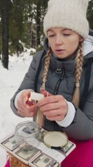 Solo camping girl❄️ Genius bushcraft skills