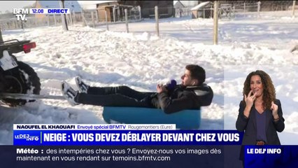 Neige dans l'Eure: notre reporter ne résiste pas à un tour de luge