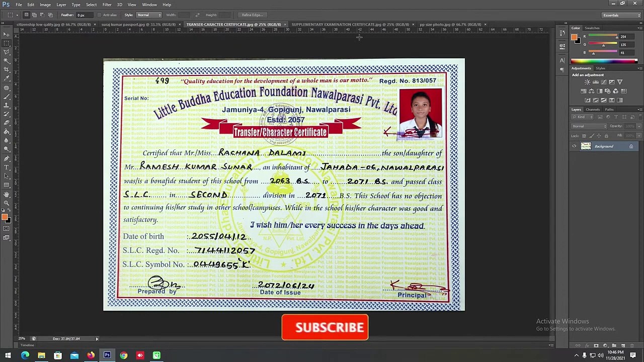 How to Edit Document in Photoshop | Document Editing Photoshop | Document Edit | Certificate Edit