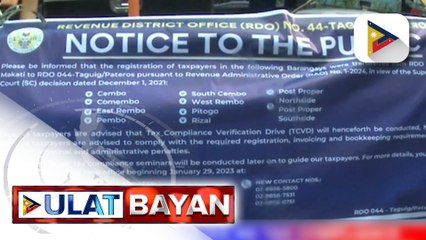 Video herunterladen: BIR, nagsagawa ng tax compliance verification drive sa Embo barangays