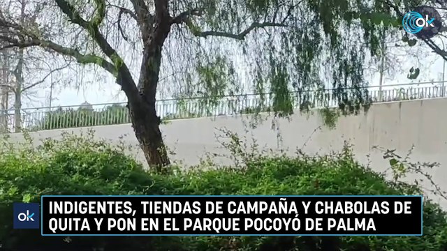 Indigentes, tiendas de campaña y chabolas de quita y pon en el parque Pocoyó de Palma