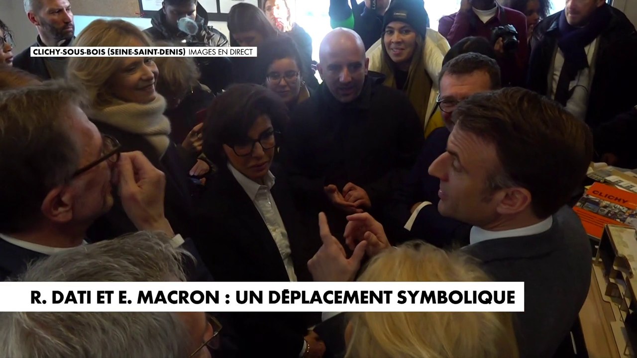 «Il n'y a pas de culture sans lieux culturels», lance un membre des Ateliers Médicis à Emmanuel Macron et la nouvelle ministre de la Culture Rachida Dati, tous deux en déplacement à Clichy-Sous-Bois ce jeudi.