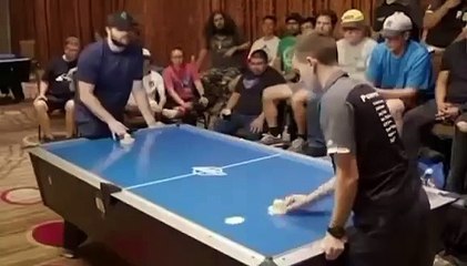 Who knew the air hockey champion are this exciting