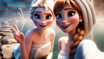 Elsa and Anna sisters enjoying hot spring Part 2