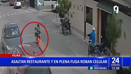 Piura: Delincuentes asaltan restaurante y en plena fuga roban celular a mujer