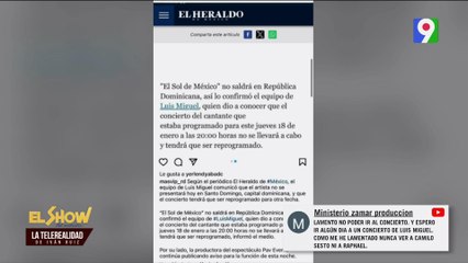 Periódico confirman cancelación del concierto de Luis Miguel |EL Show del Mediodía