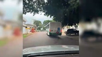 Ciclista é filmado pegando "rabeira" em ônibus no Alto Alegre