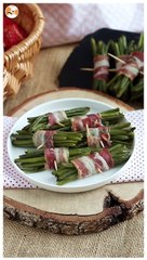 Fagots de haricots verts et poitrine fumée