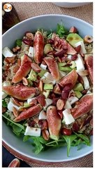 Sweet and savory fig, arugula, quinoa, mozzarella, and avocado salad