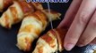 Mini croissants stuffed with ham, cheese and bechamel sauce