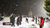 Moment 300 people battled it out in massive snowball fight