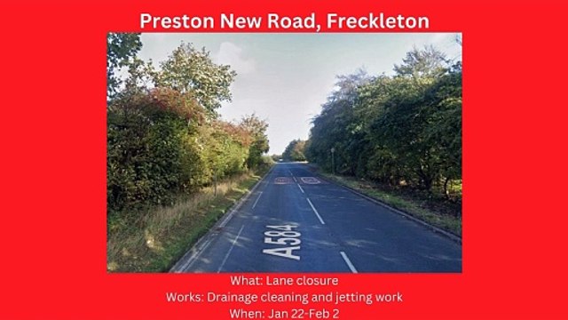 Fylde and Wyre roadworks starting Jan 22- Jan 28