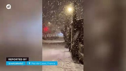 Heavy snowfall in Pas-de-Calais, France.