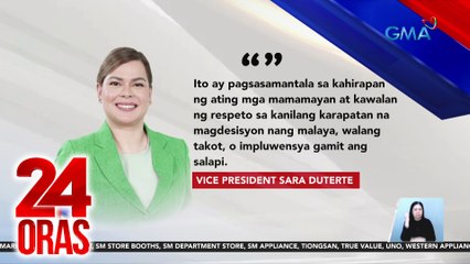 Bayad para sa pirma sa people's initiative, repleksyon ng pagkahilig ng mga politikong bumili ng boto — VP Duterte | 24 Oras
