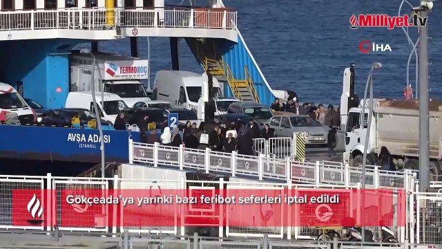 Gökçeada feribot seferlerine fırtına engeli