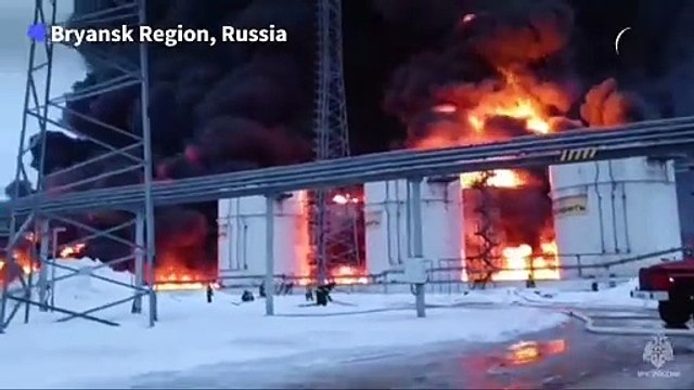 Huge inferno at Russian oil depot after attack claimed by Ukraine