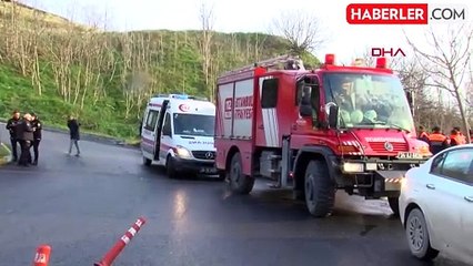 EYÜPSULTAN'da hafriyat kamyonu devrildi