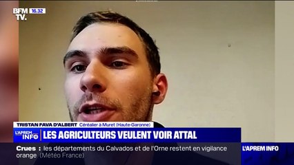 Blocage de l'A64: "On reste mobilisés jusqu'à ce qu'on ait une réponse claire de l'État", affirme Tristan Fava d'Albert, céréalier à Muret (Haute-Garonne)