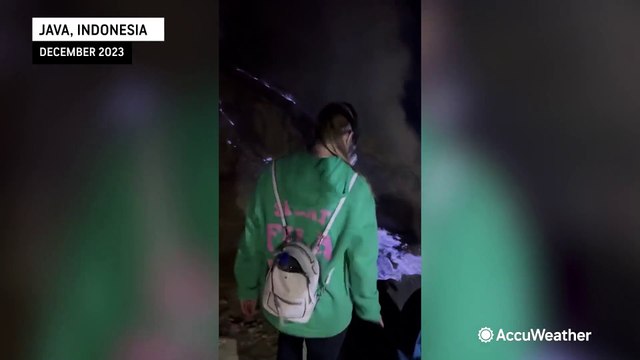 Unusual blue flames emit from Indonesia volcano