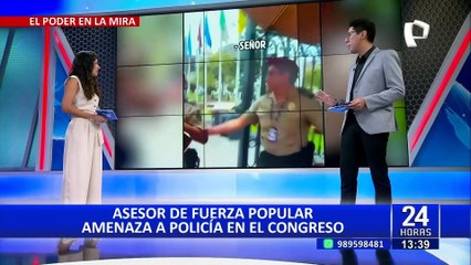 Asesor de Fuerza Popular insulta y empuja a policías en la entrada del Congreso