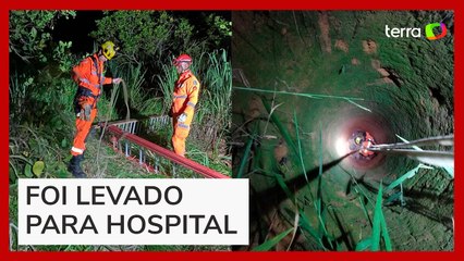 Idoso é resgatado após cair e passar o dia todo dentro de poço em MG