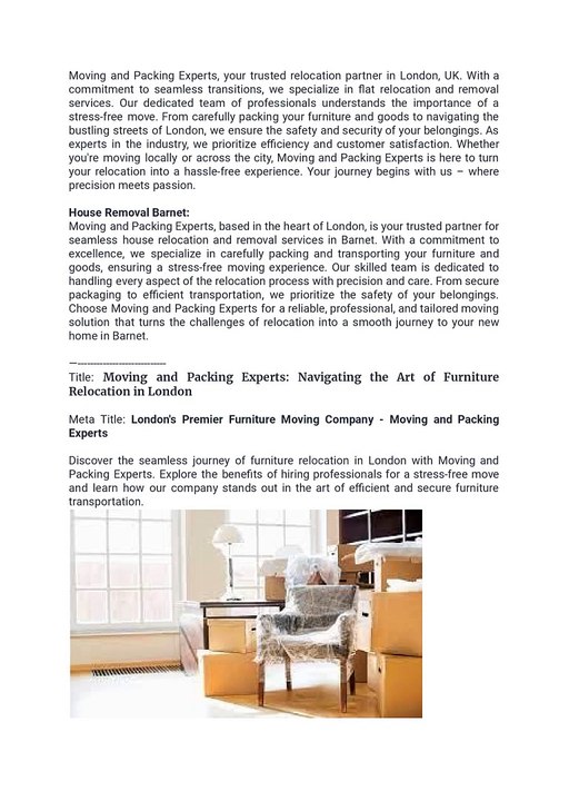 Moving and Packing Experts