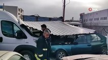 Bursa'da fabrikanın çatısı uçtu! Araçlar zarar gördü