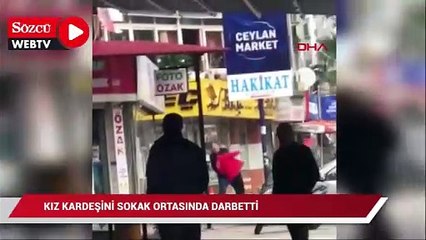 Sokak ortasında kadına şiddet kamerada