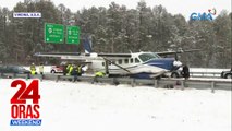 Light aircraft na kalilipad lang, nag-emergency landing sa highway sa Amerika | 24 Oras Weekend