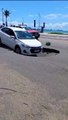 Carro caiu em cratera que abriu no asfalto em Maceió