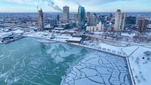 Milwaukee frozen in snow and ice in stunning drone footage as cold snap lingers