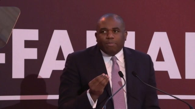 David Lammy speech interrupted by protesters