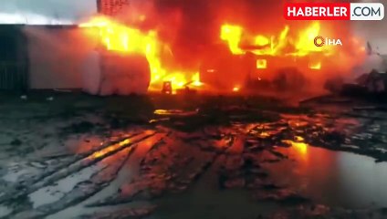 Kocaeli'de depo alev alev yandı, alevler gökyüzüne yükseldi