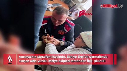 Yüzük parmağına sıkıştı, imdadına itfaiye koştu