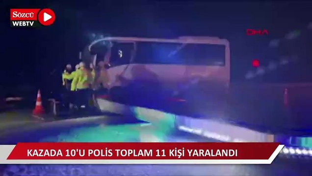 Edirne’de polis servis aracıyla otobüs çarpıştı: 11 yaralı
