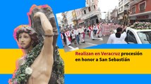 Realizan procesión en honor a San Sebastián en calles de Veracruz