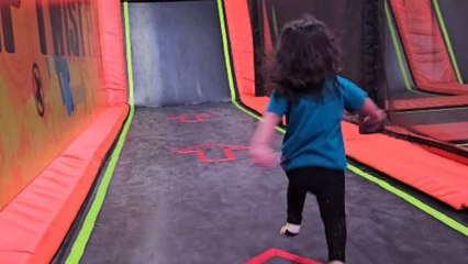 Trampoline trot: Little girl's adventure goes from hop to oops