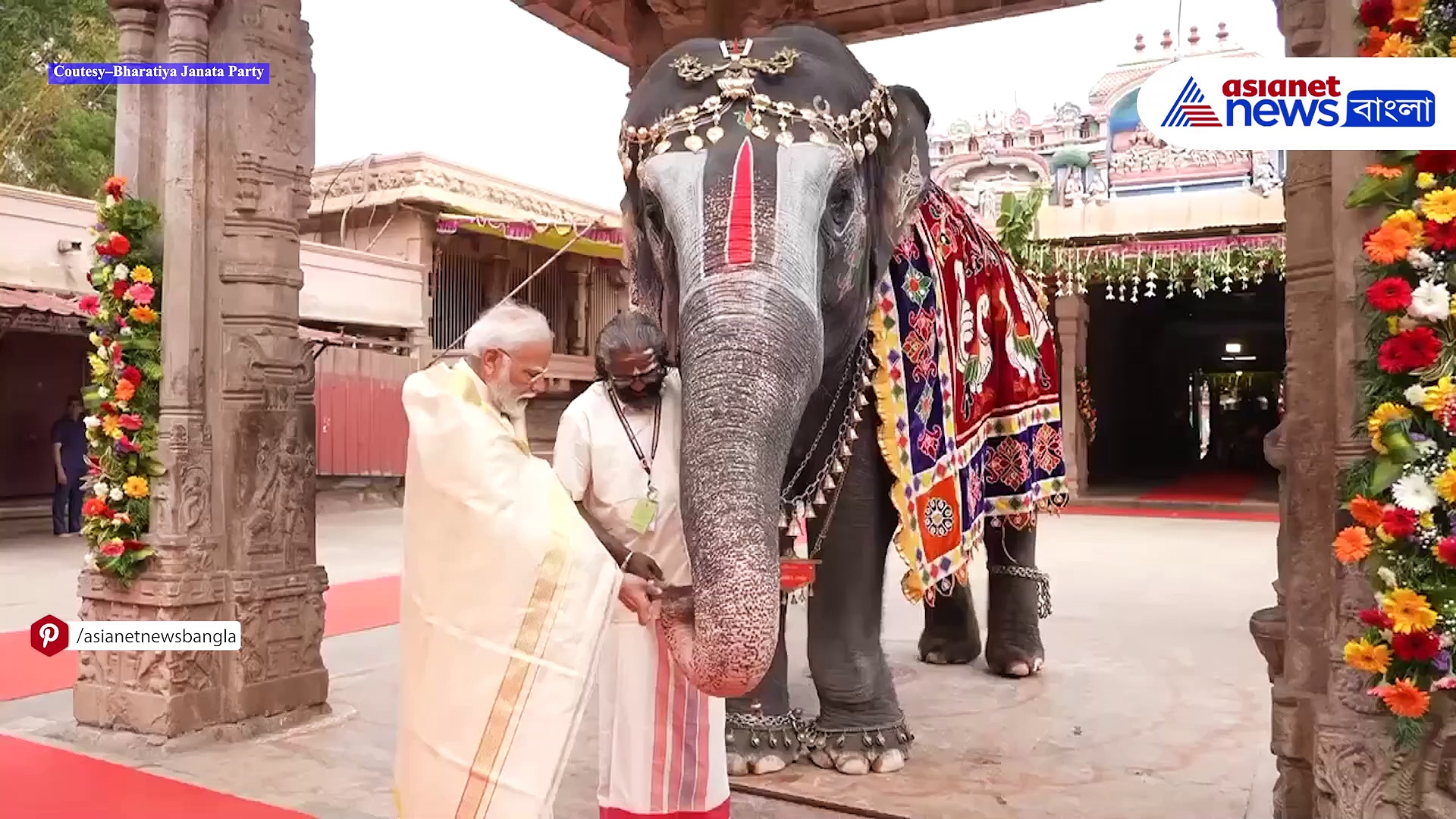 তিরুচিরাপল্লীতে মাউথ অর্গ্যান বাজিয়ে প্রধানমন্ত্রীকে স্বাগত জানাল হাতি