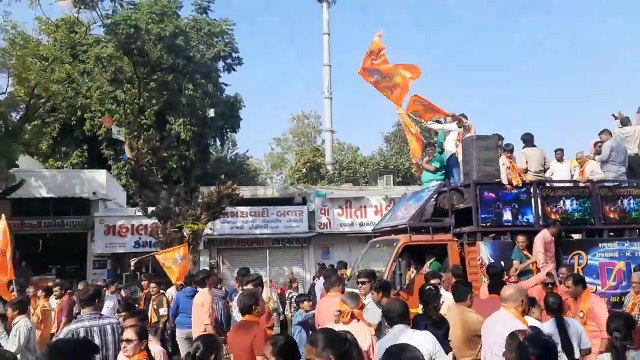 Patrika news: अयोध्या में राम मंदिर प्राण प्रतिष्ठा को लेकर निकाली शोभायात्रा
