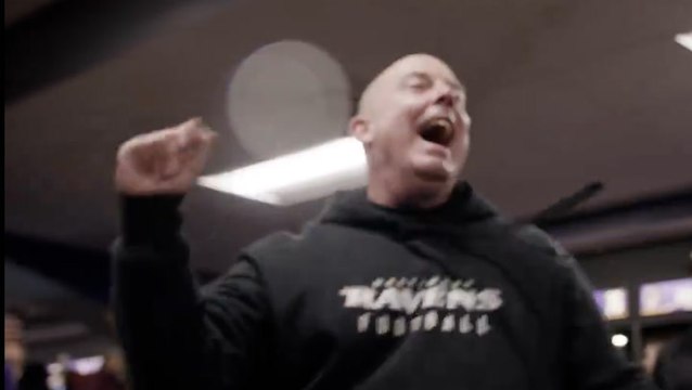NFL coach John Harbaugh’s hilarious locker room dance moves go viral after Ravens playoff win