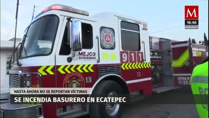 Reportan incendio en tiradero de basura en Santo Tomás Chiconautla, Ecatepec