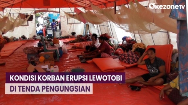 Pilu! Tenda Pengungsi Korban Erupsi Gunung Lewotobi Tergenang Banjir