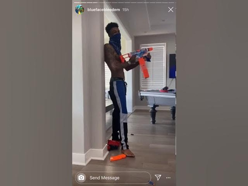 Blueface Has Indoor Nerf War