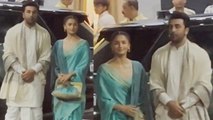 Alia Bhatt Looks Pretty in saree, Ranbir Kapoor wears Dhoti Kurta for Ayodhya inauguration
