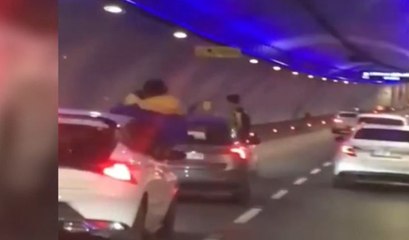 Avrasya Tüneli'nde tehlikeli yolculuk kamerada