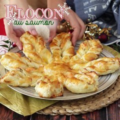 Flocon feuilleté au saumon et fromage frais, parfait pour picorer à l'apéro