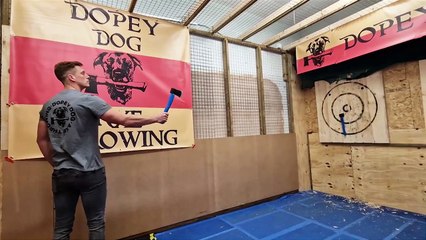 Axe throwing in a central Sussex shop at Burgess Hill
