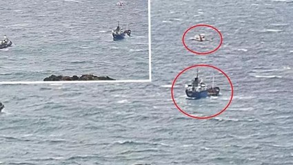 Balıkesir'de motor arızası nedeniyle sürüklenen geminin mürettebatı helikopterle kurtarıldı