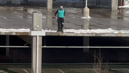Daring snow jump: Man takes winter fun to new heights