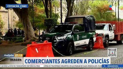Comerciantes agreden a policías en el Centro de Coyoacán, CDMX